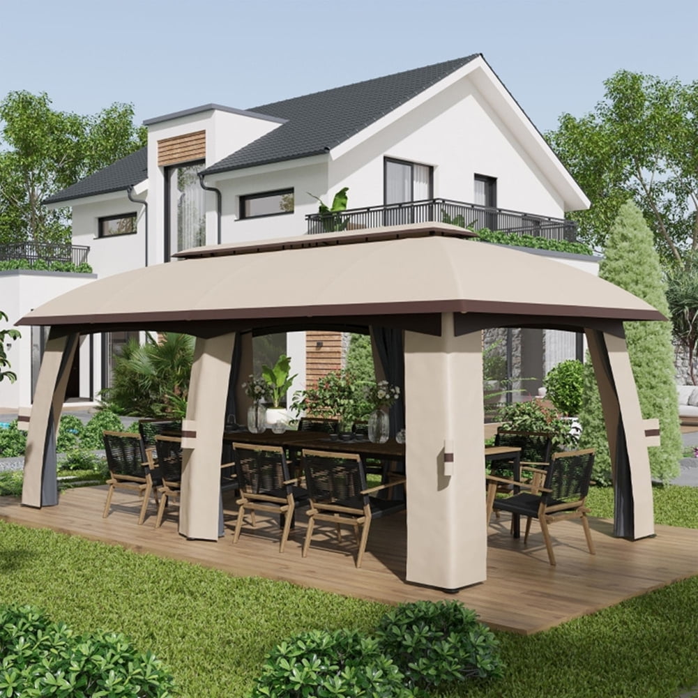 GVN Outdoor Patio Gazebo 10' x 20' Gazebo Canopy Shelter with Netting Beige,Outdoor Pop up Canopy for Patio Outdoor Garden Events GVN Outdoor Patio Gazebo 10' x 20' Gazebo Canopy Shelter with Netting Beige,Outdoor Pop up Canopy for Patio Outdoor Garden Events