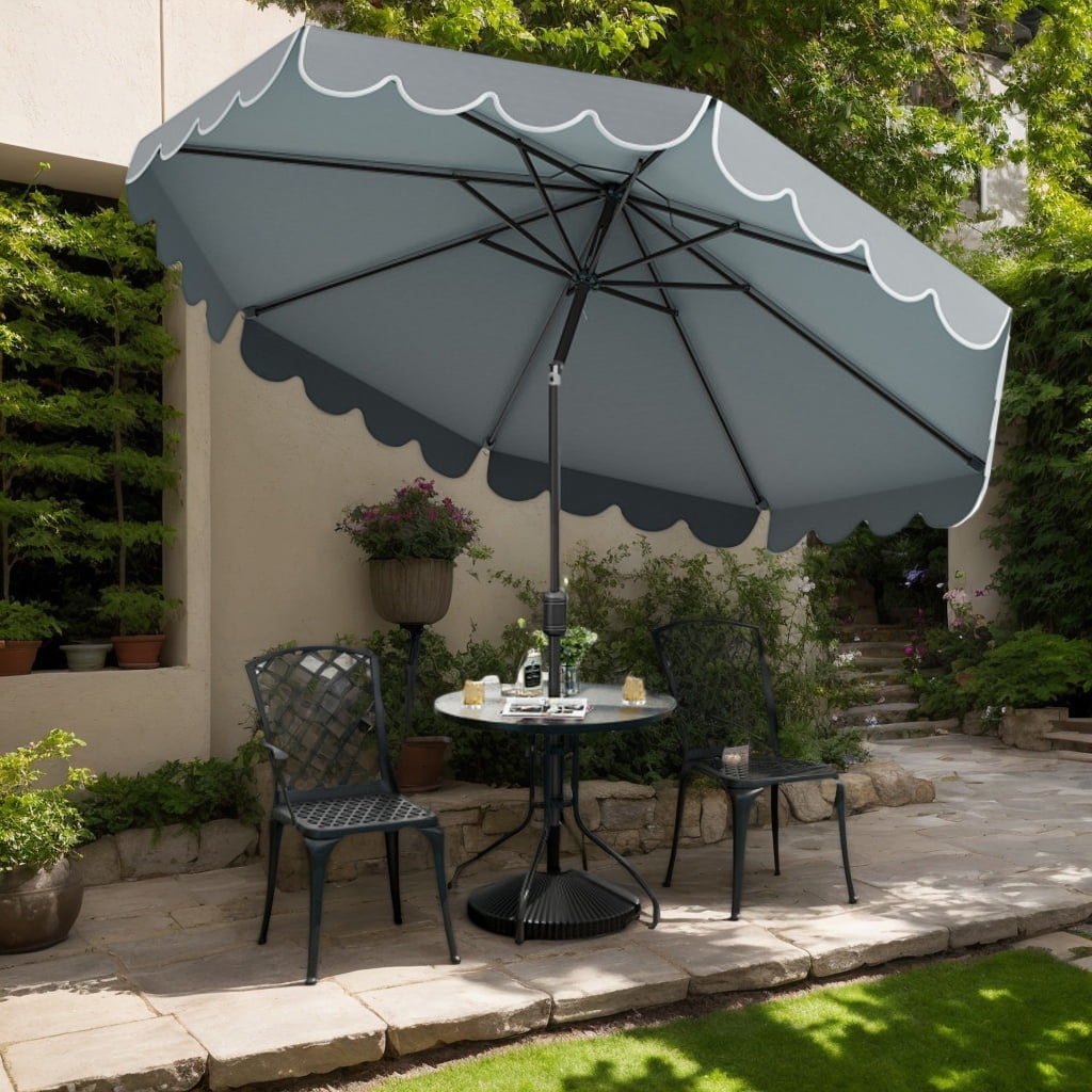 GVN Outdoor Patio Umbrella,Patio Umbrella,10 Feet Patio Umbrella Outdoor Market Umbrella with Crank Tilt Adjustment-Gray