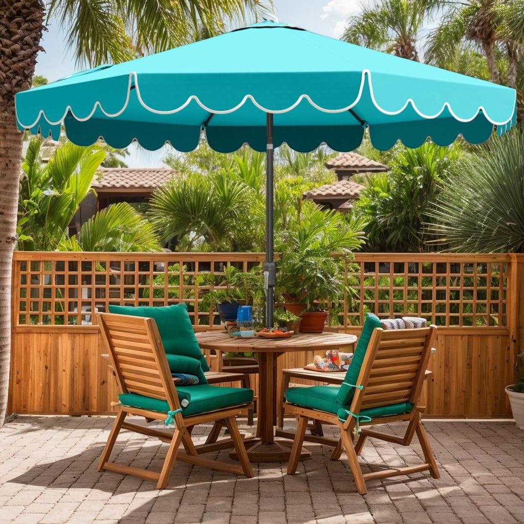 GVN Outdoor Patio Umbrella,Patio Umbrella,10 Feet Patio Umbrella Outdoor Market Umbrella with Crank Tilt Adjustment-Turquoise