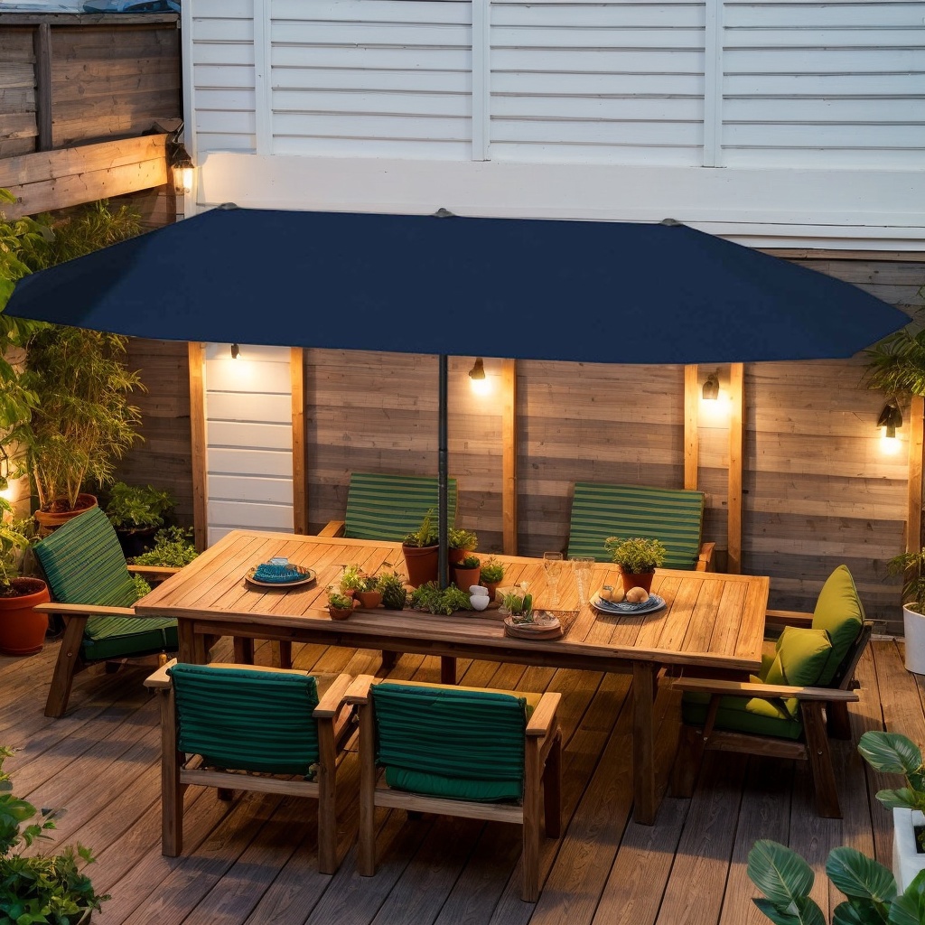 GVN Outdoor Patio Umbrella,Patio Umbrella,13 FT Large Patio Umbrella Outdoor Double-Sided Table Market Umbrella with Crank Handle-Navy