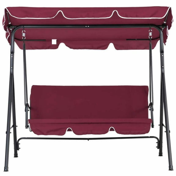 GVN Outdoor Porch Swings,Hanging Porch Swings,Outdoor Patio Swing Chair with Adjustable Tilt Canopy and Removable Cushion, Red