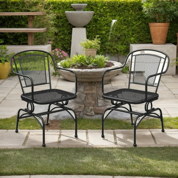 GVN Outdoor Rocker Chair, Rocking Chair,Outdoor Rocking Chair Set of 2 with Mesh Backrest and Seat for Yard-Black