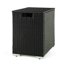 GVN Outside Fire Pits, Smokeless Fire Pit,2-in-1 Patio Rattan Gas Propane Tank Cover for 20 lbs Propane Tanks-Black