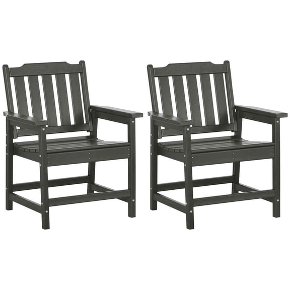 GVN Patio Accent Chair, Outdoor Dining Chairs, 2 Piece All-Weather Patio Chairs, HDPE Patio Dining Chair Set, Heavy Duty Wood-Like Outdoor Furniture, Gray