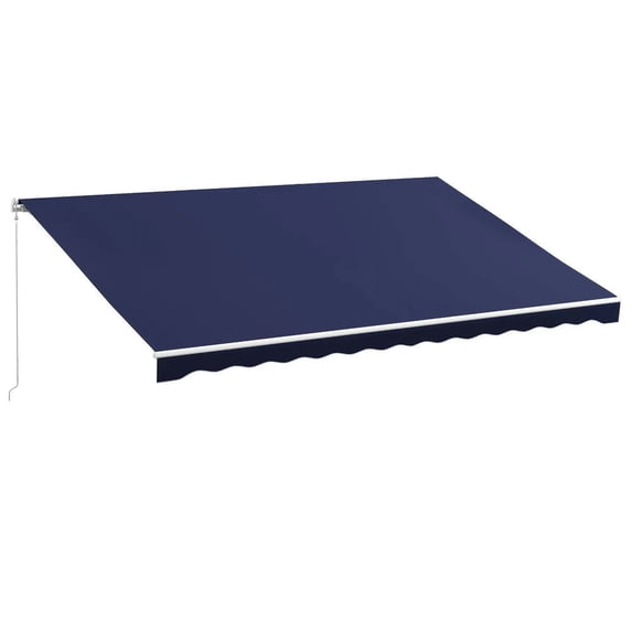 GVN Patio Awning, Outdoor Sun Shade Shelter Cover Awnings,16'x10' Electric Retractable Awning Sunshade Shelter with Remote Controller & Crank Handle, Blue
