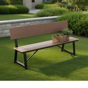 GVN Patio Bench Weatherproof Outdoor Bench,72 Inch Extra Long Bench with All-Weather HDPE Seat & Back for Yard Garden Porch-Brown