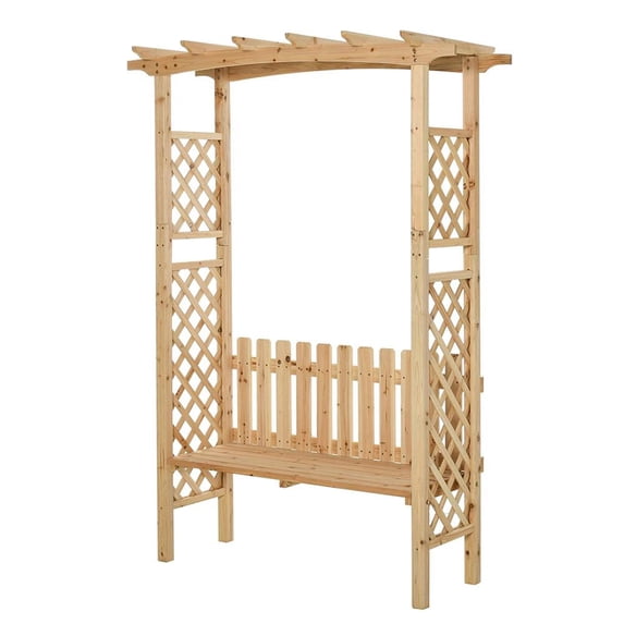 GVN Patio Bench Weatherproof Outdoor Bench,Outdoor Garden Bench Arch Pergola with Natural Fir Wood Build, Protective Varnish