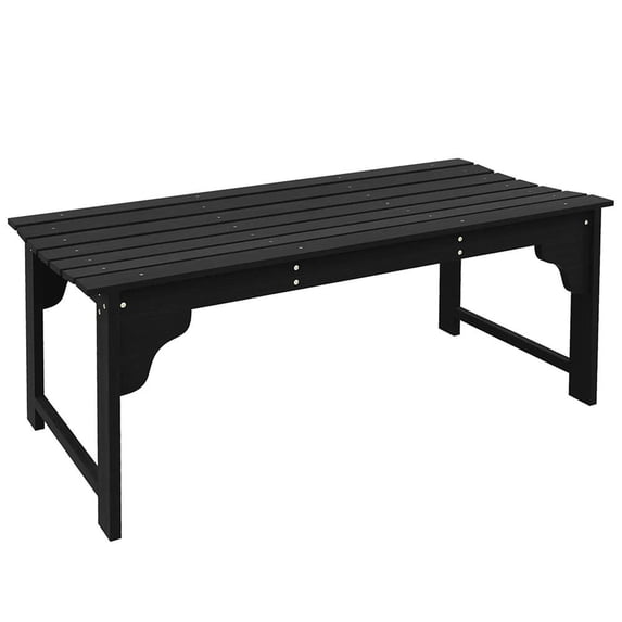 GVN Patio Bench Weatherproof Outdoor Bench,Slatted Wooden Garden Bench, Curved Seat Front Porch Bench, Black