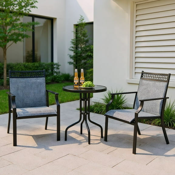 GVN Patio Chairs Set of 2 with All Weather Breathable Fabric-Blue