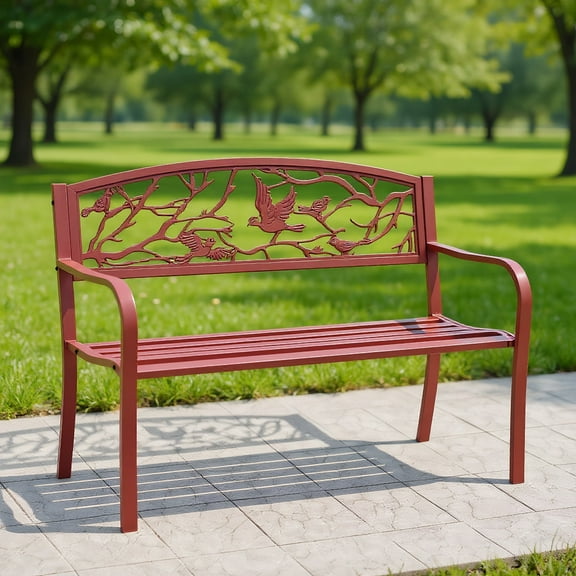 GVN Patio Garden Bench Park Yard Outdoor Furniture, Comfortable Outdoor Seating with Resistant Finish