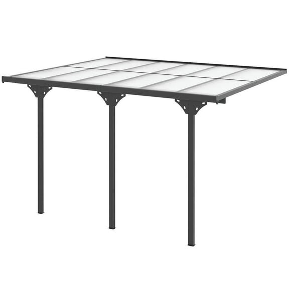 GVN Patio Garden Pergola, Pergola Canopy,12' x 10' Outdoor Polycarbonate Pergola, Transparent UV Blocking Awning, Hardtop Deck Gazebo,Gray