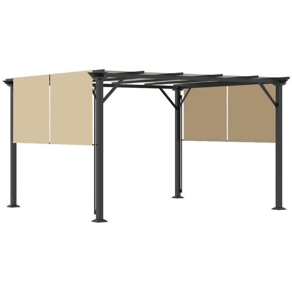 GVN Patio Garden Pergola, Pergola Canopy,12' x 10' Outdoor Retractable Pergola Canopy for Garden Porch Beach, Beige