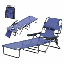 GVN Patio Lounge Chair,Outdoor Chaise Lounge Chair,Folding Lounge Chair w/ Reclining Back, Navy Blue