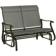 GVN Patio Rocking Lounge Chair, Patio Glider Chair,2-Person Outdoor Glider Bench Patio Glider Loveseat Chair,2 Seats Porch Rocking Glider, Mixed Grey