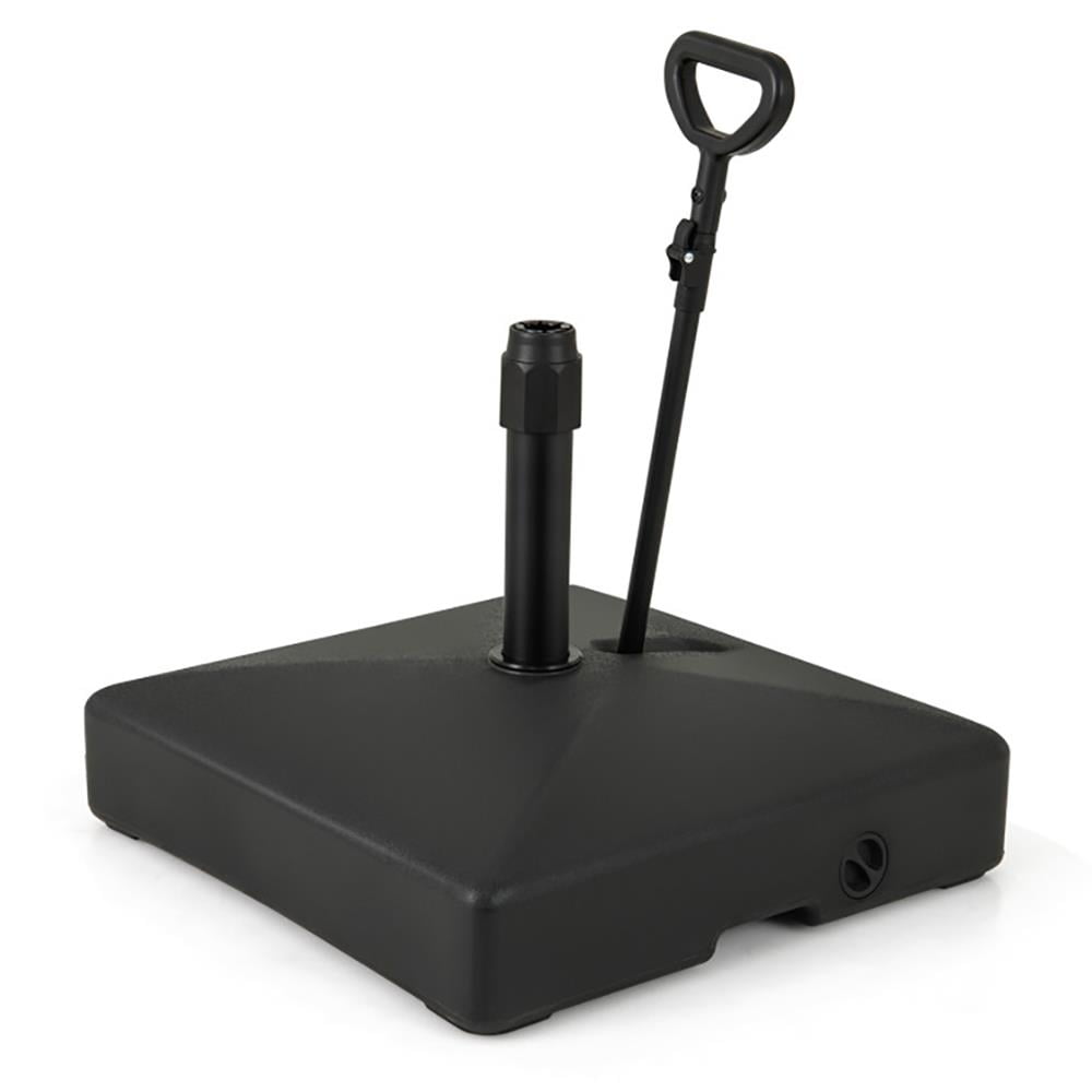 GVN Patio Umbrella Base,Outdoor Umbrella Stand,Mobile Patio Umbrella Base Water Sand Fillable Market Table Umbrella Stand with 3 Wheels-Black