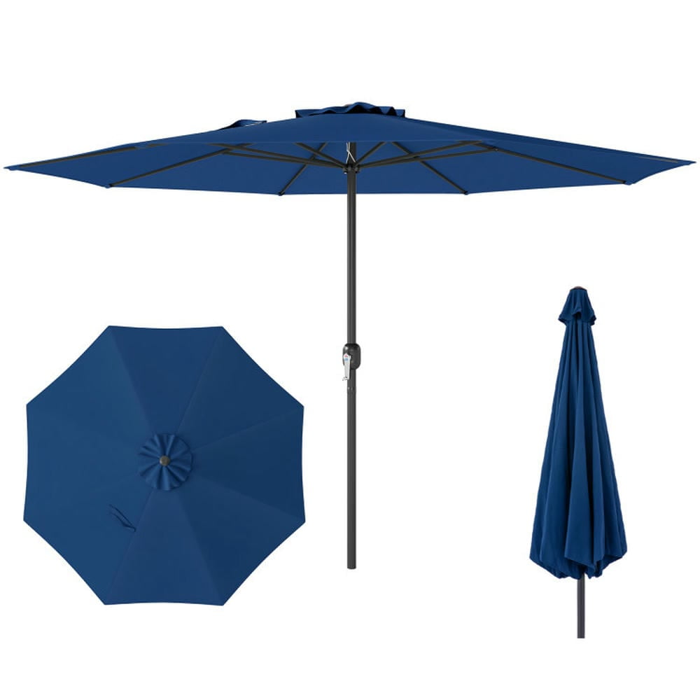 GVN Patio Umbrella, Outdoor Table Umbrella,12 Feet Patio Umbrella with Crank Handle and 8 Sturdy Ribs-Navy