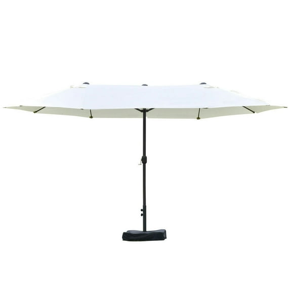 GVN Patio Umbrella, Outdoor Table Umbrella,Patio Umbrella 15' Steel Rectangular Outdoor Double Sided Market with base, Beige