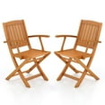 thumbnail image 1 of GVN Patio Wood Folding Chair Set of 2 with Armrests and Slatted Seat, 1 of 7