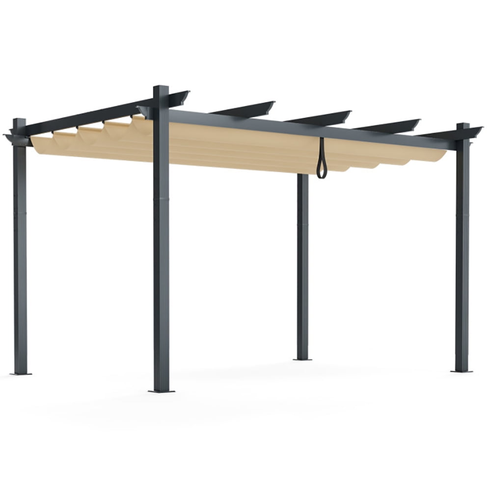 GVN Pergola Shade Cover, 10 x 13 Feet Outdoor Aluminum Retractable Pergola Canopy Shelter-Beige for Backyard, Deck, Garden, Patio, Outdoor Entertaining GVN Pergola Shade Cover, 10 x 13 Feet Outdoor Aluminum Retractable Pergola Canopy Shelter-Beige for Backyard, Deck, Garden, Patio, Outdoor Entertaining