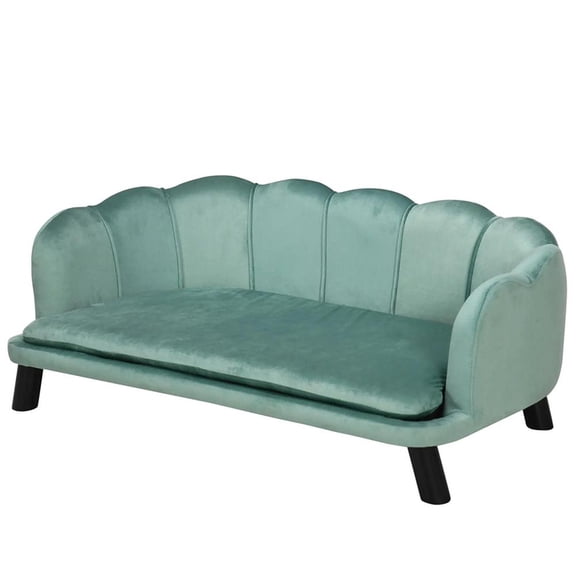 GVN Pet Couch,Puppy Bed,Cat Sofa,Cat Couch,Pet Sofa for Medium Dogs, Pet Bed with Cushion and Solid Wood Legs, Green