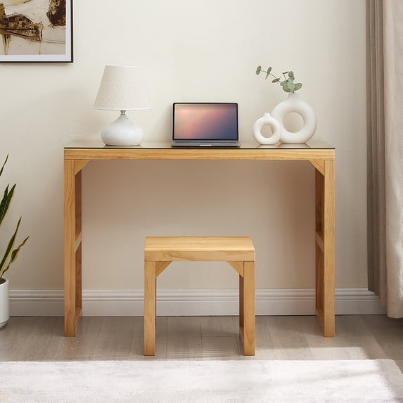 GVN Pine Dining Bench and Table, Indoor Wood Bench for Entryway,Living Room,Kitchen and Bedroom Table and Bench Set (Nature, Bench & Table)