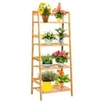 thumbnail image 1 of GVN Plant Rack, Plant Stand Plant Shelf,4-Tier Bamboo Plant Rack with Guardrails Stable and Space-Saving-Natural, 1 of 1