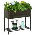 thumbnail image 1 of GVN Planter Garden Boxes Outdoor,Raised Garden Bed with Rattan Wicker Look for Herbs, Vegetables, Flowers, Brown, 1 of 13