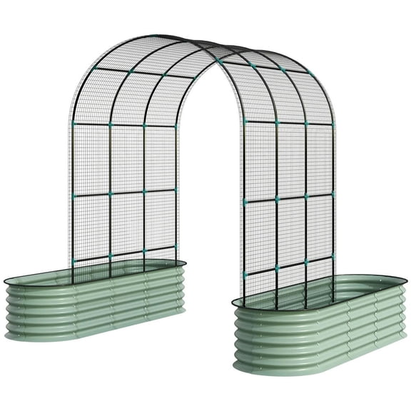 GVN Planter Garden Boxes Outdoor,Raised Garden Beds Set with Arch Trellis, Climbing Net