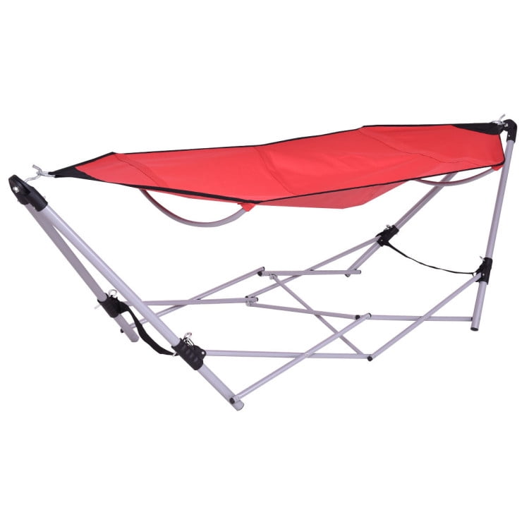 GVN Portable Folding Steel Frame Hammock with Bag-Red, Outdoor Hammock, Portable Hammock for Camping, Picnic, Backyard, Blue GVN Portable Folding Steel Frame Hammock with Bag-Red, Outdoor Hammock, Portable Hammock for Camping, Picnic, Backyard, Blue