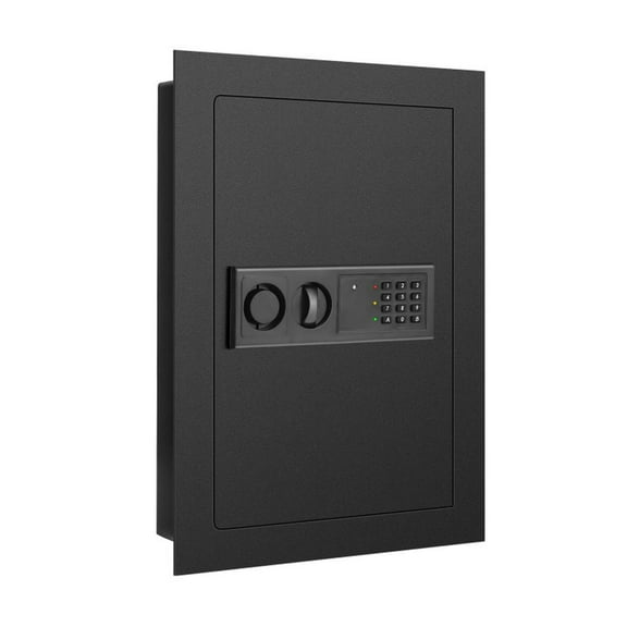 GVN Premium Steel Safe Box, PIN Unlock, 2 Shelves, 4xAA Powered, Hidden Wall Mount, Secure Storage