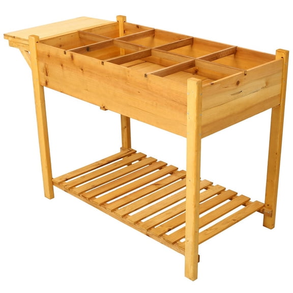 GVN Raised Garden Bed, Planter Box Outdoor,8 Pockets Horticulture Raised Garden Bed with Foldable Side Table and Storage Shelf for Herb/Vegetables/Flowers