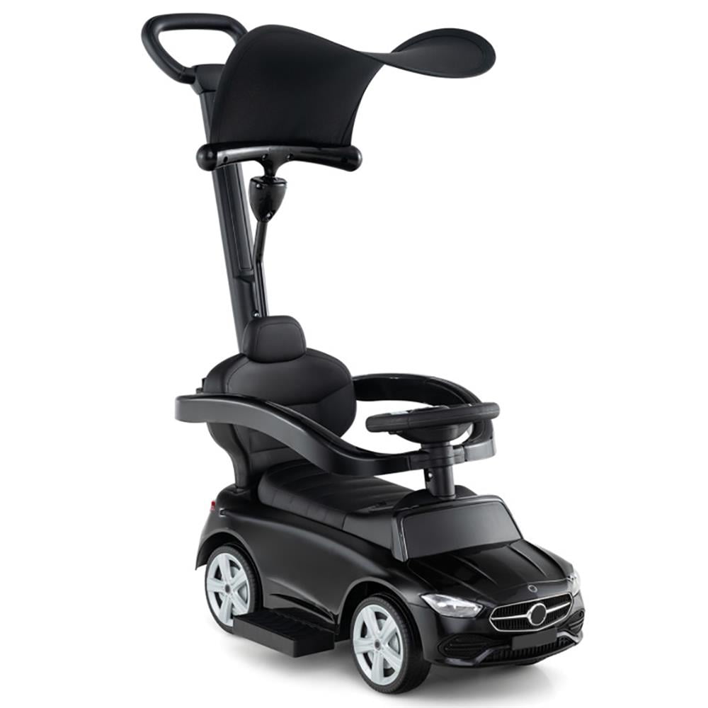 GVN Ride On Truck Car,Ride on Car,3-in-1 Ride on Push Car Mercedes-Benz Licensed Sliding Car with Canopy-Black
