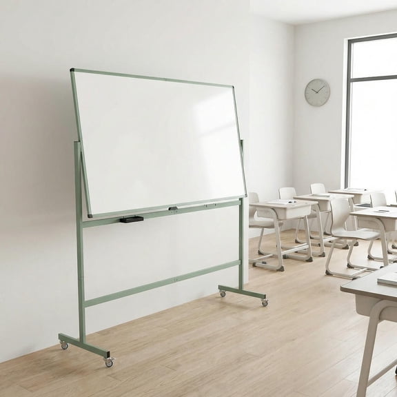 GVN Rolling Double-Sided Magnetic Whiteboard Mobile Dry Erase Board with Stand Aluminum Alloy Frame for Office School Home Presentation, Green
