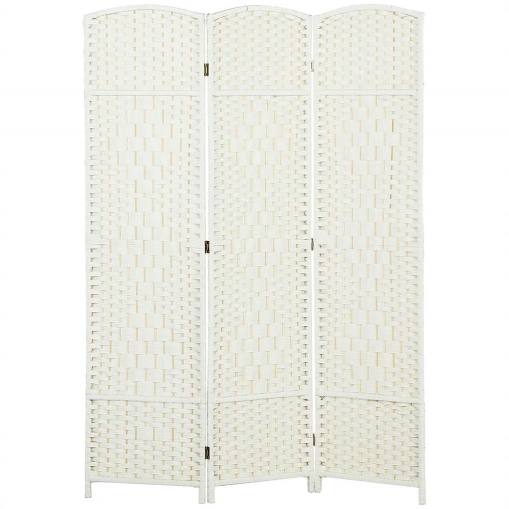 GVN Room Divider Screen,Folding Room Divider Screen 3 Panel 6' Tall Privacy Screen Freestanding Wood Partition, White