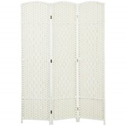GVN Room Divider Screen,Folding Room Divider Screen 3 Panel 6' Tall Privacy Screen Freestanding Wood Partition, White