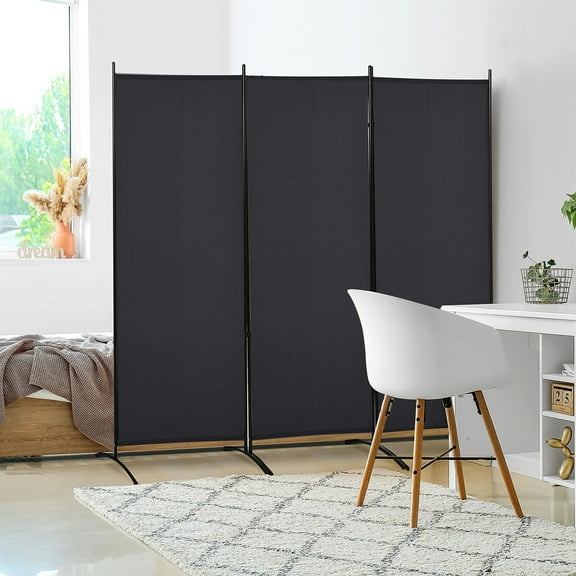 GVN Room Separation Divider,6' 3 Panel Room Divider, Indoor Privacy Screen for Home, Black