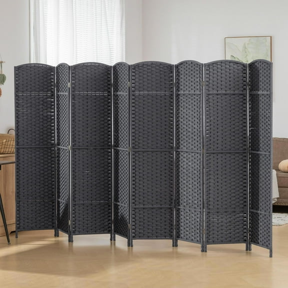 GVN Room Separation Divider,Folding Room Divider Screen 8 Panel 5.6' Tall Privacy Screen Freestanding Room Partition, Charcoal Gray