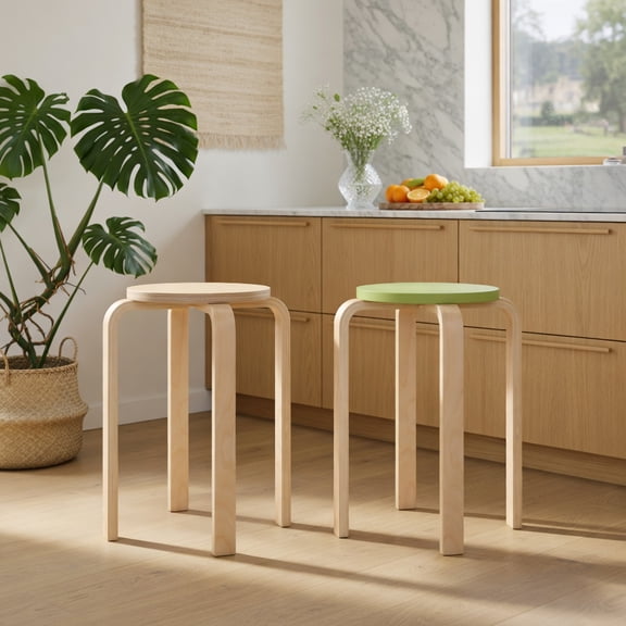 GVN Set of 4 Bentwood Stackable Stools Dining Stools with Round Tops-Multicolor, Dining Room Chairs, Lounge Chair for Kitchen, Dining, Bedroom, Living