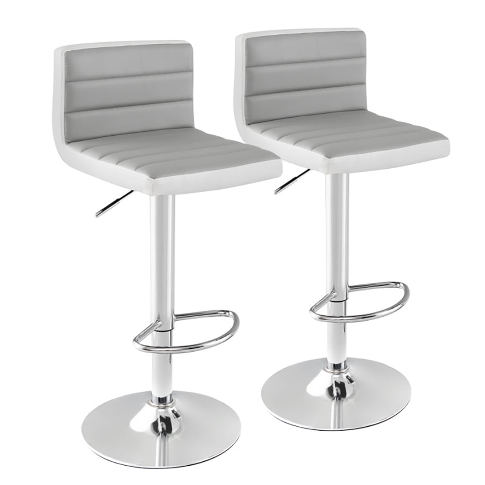GVN Set of 2 Adjustable Heights Barstool with PU Leather, Footrest for Pub Bistro Kitchen Dining, Gray GVN Set of 2 Adjustable Heights Barstool with PU Leather, Footrest for Pub Bistro Kitchen Dining, Gray