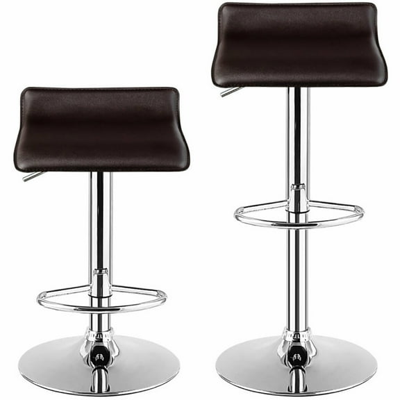 GVN Set of 2 Adjustable PU Leather Backless Bar Stools with Footrest for Pub Bistro Kitchen Dining, Black