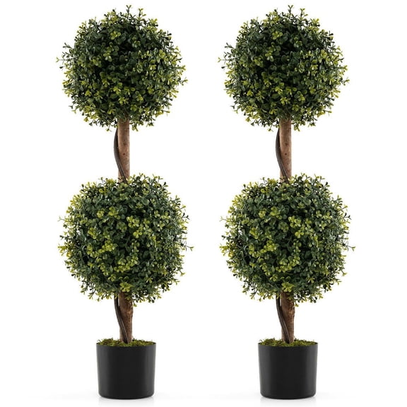 GVN Set of 2 Faux Plants Decorative Balls, Artificial Plant for Patio, Garden, Front Door, Balcony, Backyard, Green