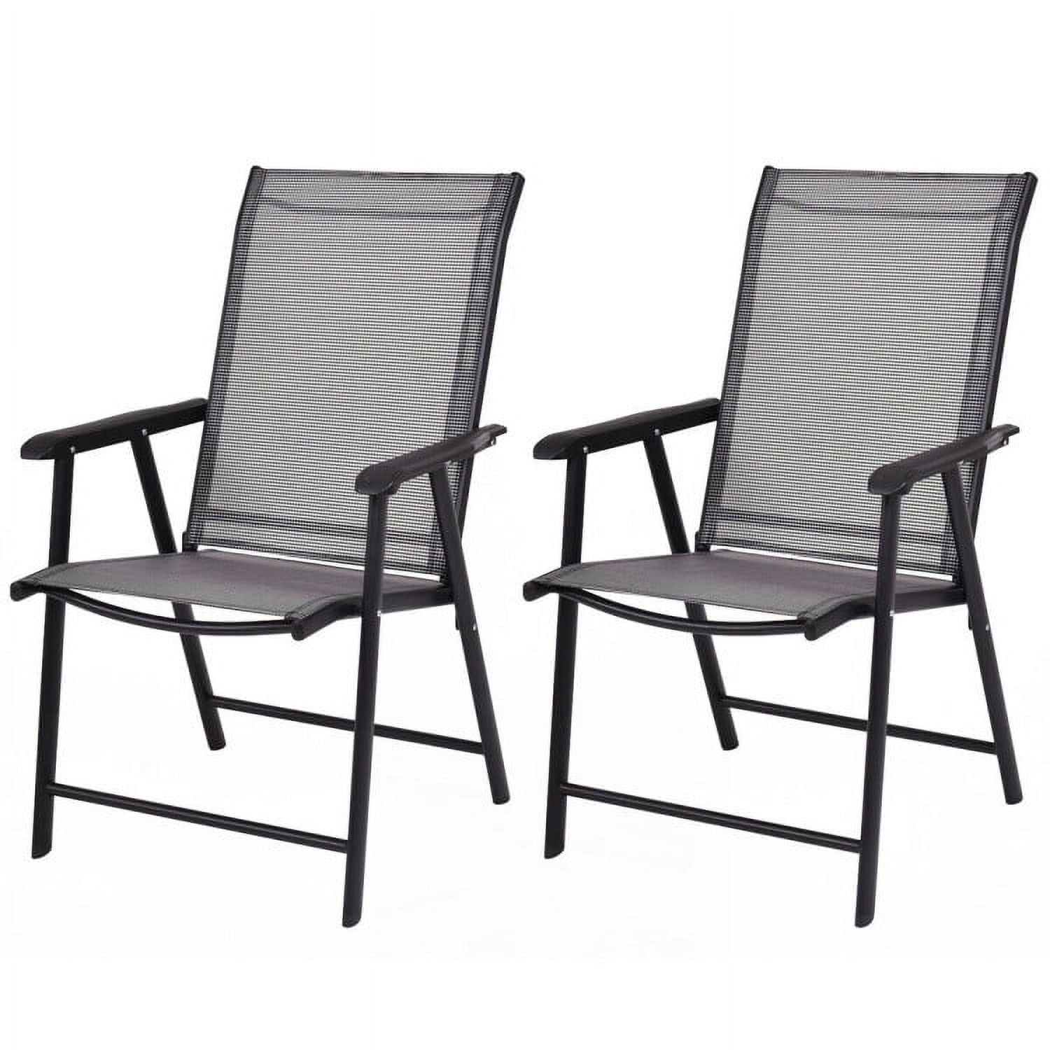 GVN Set of 2 Outdoor Patio Folding Chairs-Gray, Outdoor Furniture Chairs for Backyard, Porch, Garden, Poolside
