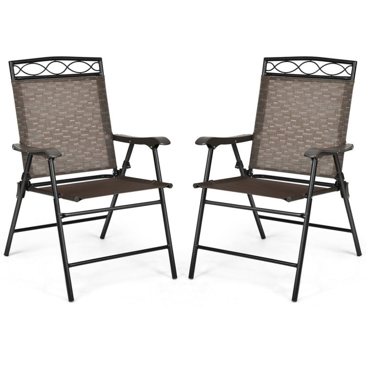 GVN Set of 2 Patio Folding Chairs Sling Portable Dining Chair Set with Armrest, Outdoor Furniture Chairs for Backyard, Porch, Garden, Poolside GVN Set of 2 Patio Folding Chairs Sling Portable Dining Chair Set with Armrest, Outdoor Furniture Chairs for Backyard, Porch, Garden, Poolside