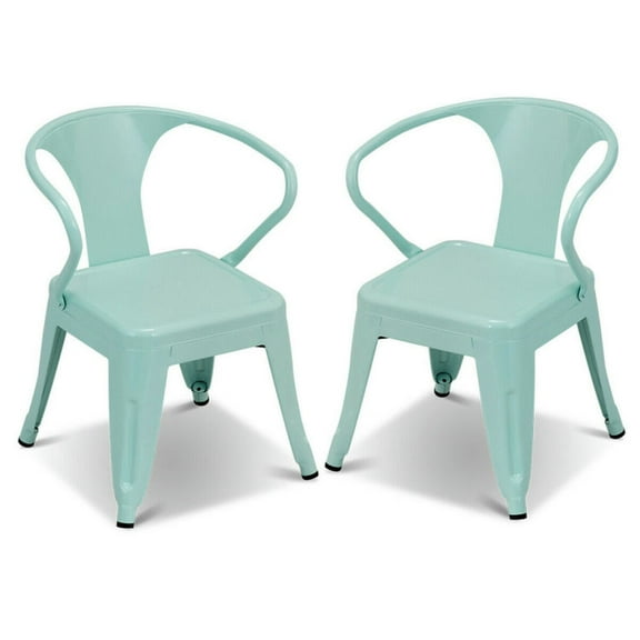 GVN Set of 2 Steel Armchair Stackable Kids Chairs-Green, Bedroom Chair for Kids