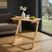 GVN Sofa Table, Side Table, Sofa Side Table,Bamboo Z-Shaped Spacious Sofa Side Table with Space-Saving Tabletop-Natural
