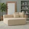 thumbnail image 1 of GVN Space-Saving Compressied Sofa with Wide Seat, Three Back Cushions and Soft All-Foam Support, Teddy Fleece Convertible Couch for Living Room, Dorm, Home Office, Kids & Pets, Beige -R, 1 of 9