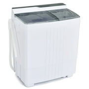 GVN Space Saving Full-Automatic Washer,Washing Machine,Twin Tub Portable Washing Machine with Timer Control and Drain Pump for Apartment-Gray