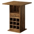 thumbnail image 1 of GVN Square Home Bar Cabinet with Storage Drawer, Wine Rack for Entertainment Center, Living Room, Kitchen Bar Furniture Storage, Brown, 1 of 4