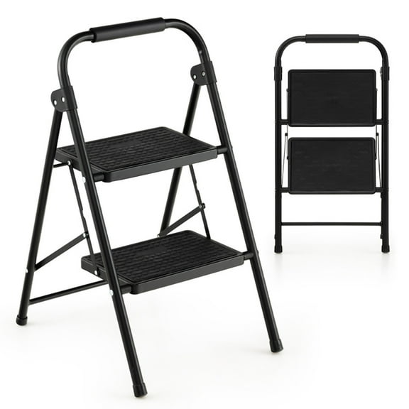 GVN Step Stool,Step Ladder,2-Step/3-Step Ladder with Wide Anti-Slip Pedal-2-Step