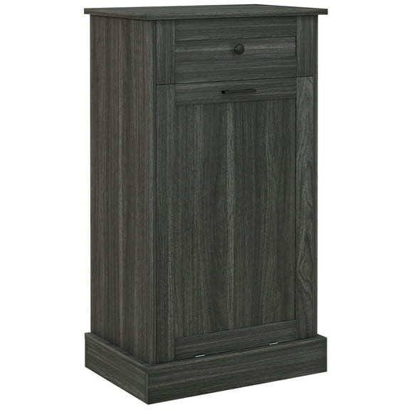 GVN Storage Cabinet,Kitchen Tilt Out Trash Bin Cabinet Free Standing Storage Cabinet with Drawer, Charcoal Gray